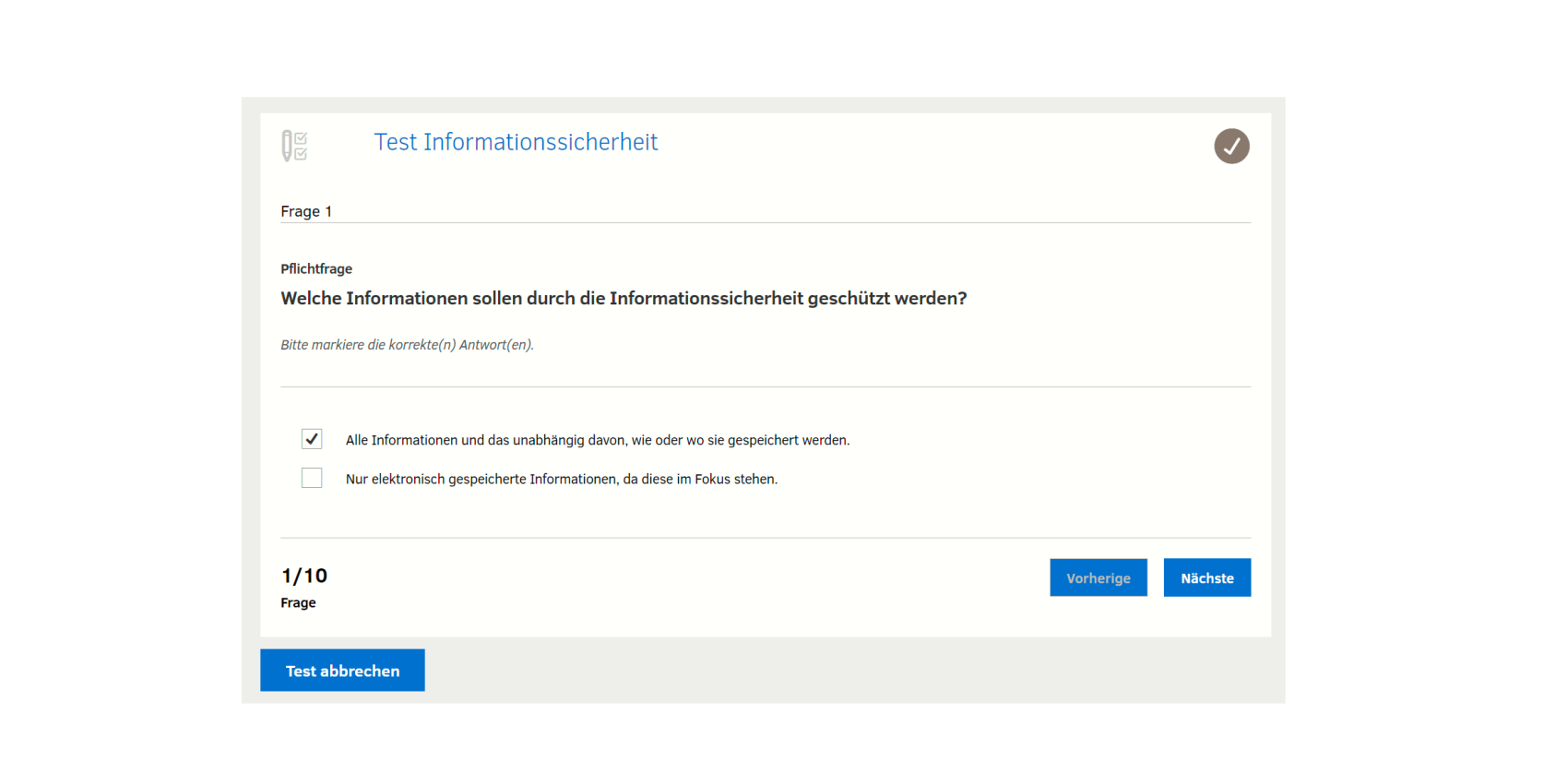 Multiple-Choice-Aufgabe aus dem Informationssicherheit-Management Multiple-Choice-Aufgabe aus dem Informationssicherheit-Management