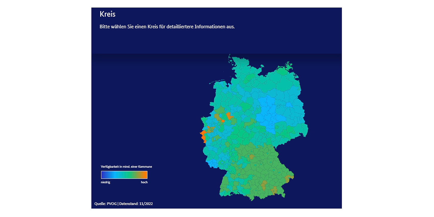 Ansicht OZG Dashboard auf Kreis Ebene Ansicht OZG Dashboard auf Kreis Ebene