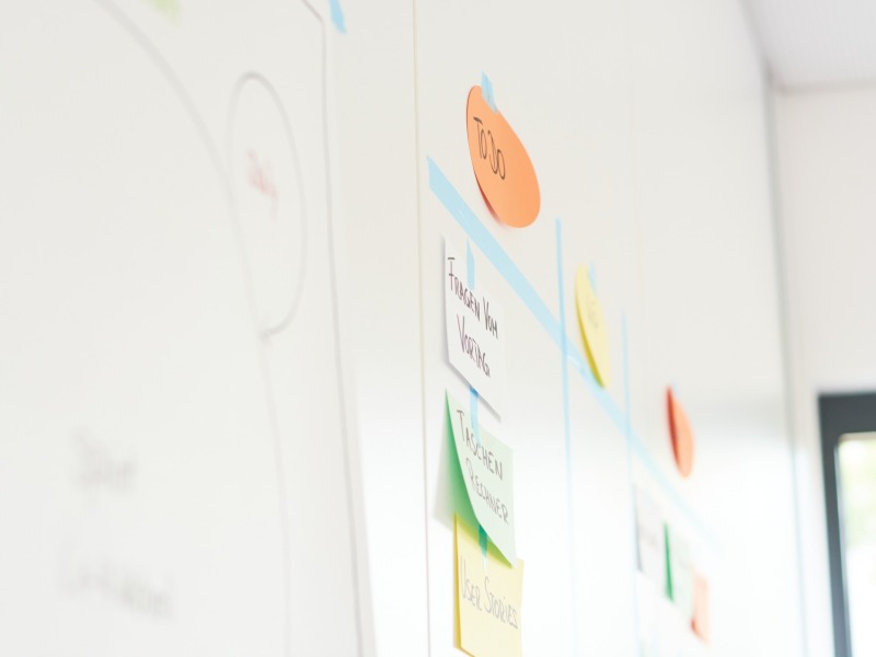 Whiteboard mit Post Its