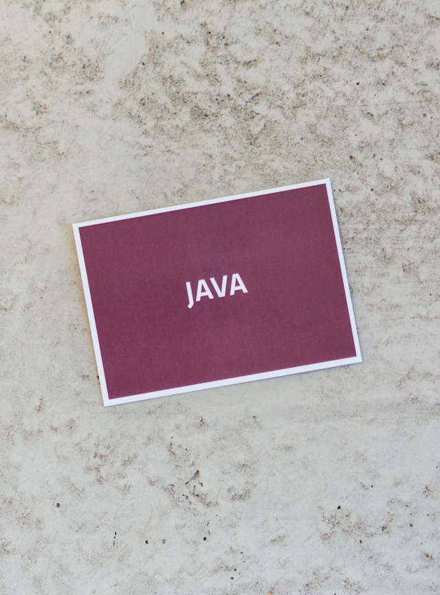 Karte mit der Aufschrift Java